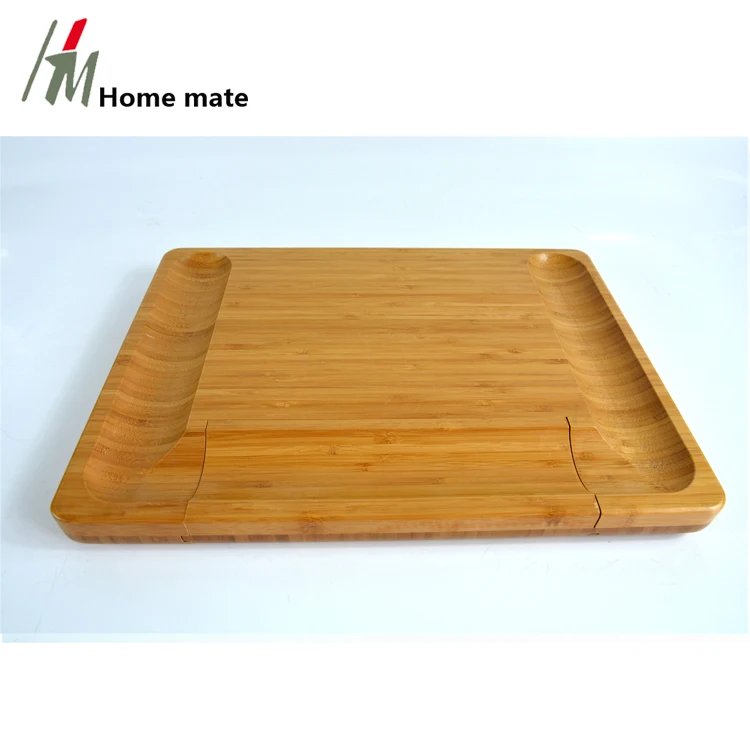  Кухонная доска для сыра и набор ножей Бамбуковая тарелка разделочная Сервировочная колбасных изделий с выдвижным ящиком