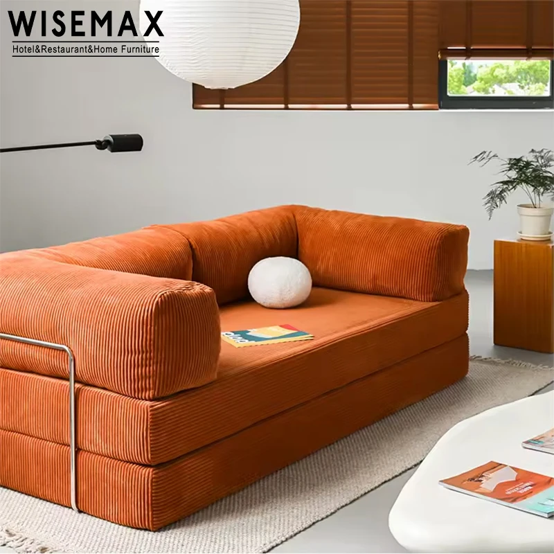 WISEMAX FURNITURE Nordic Simplicity 40D High-Density Sponge durability 304 Stainless Steel Fabric fusion vogue Compression Sofa