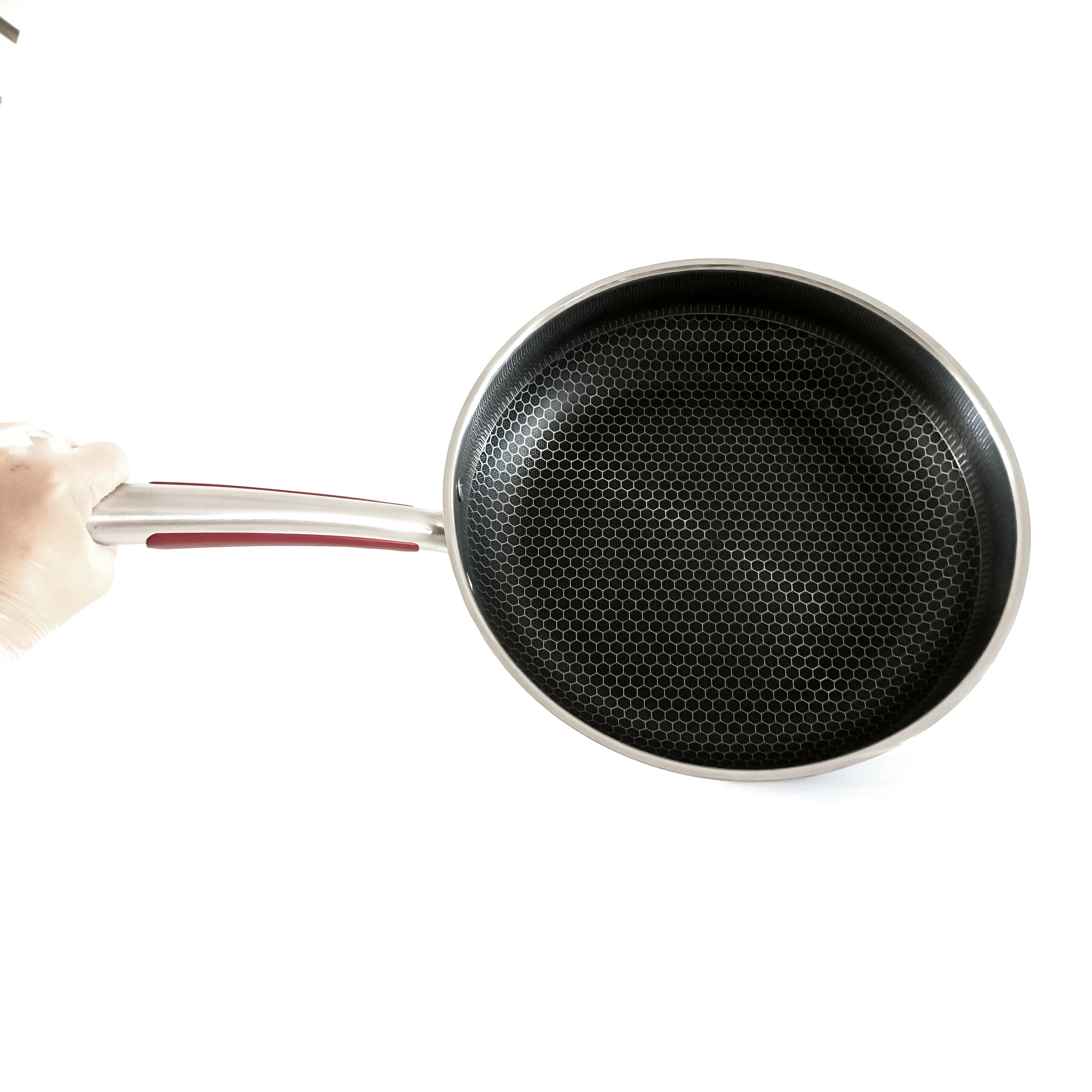 Stainless Steel Non Stick Frying Pan With Long Handle Honeycomb Side Woks Cooking Pot High Quality Cooking Pot