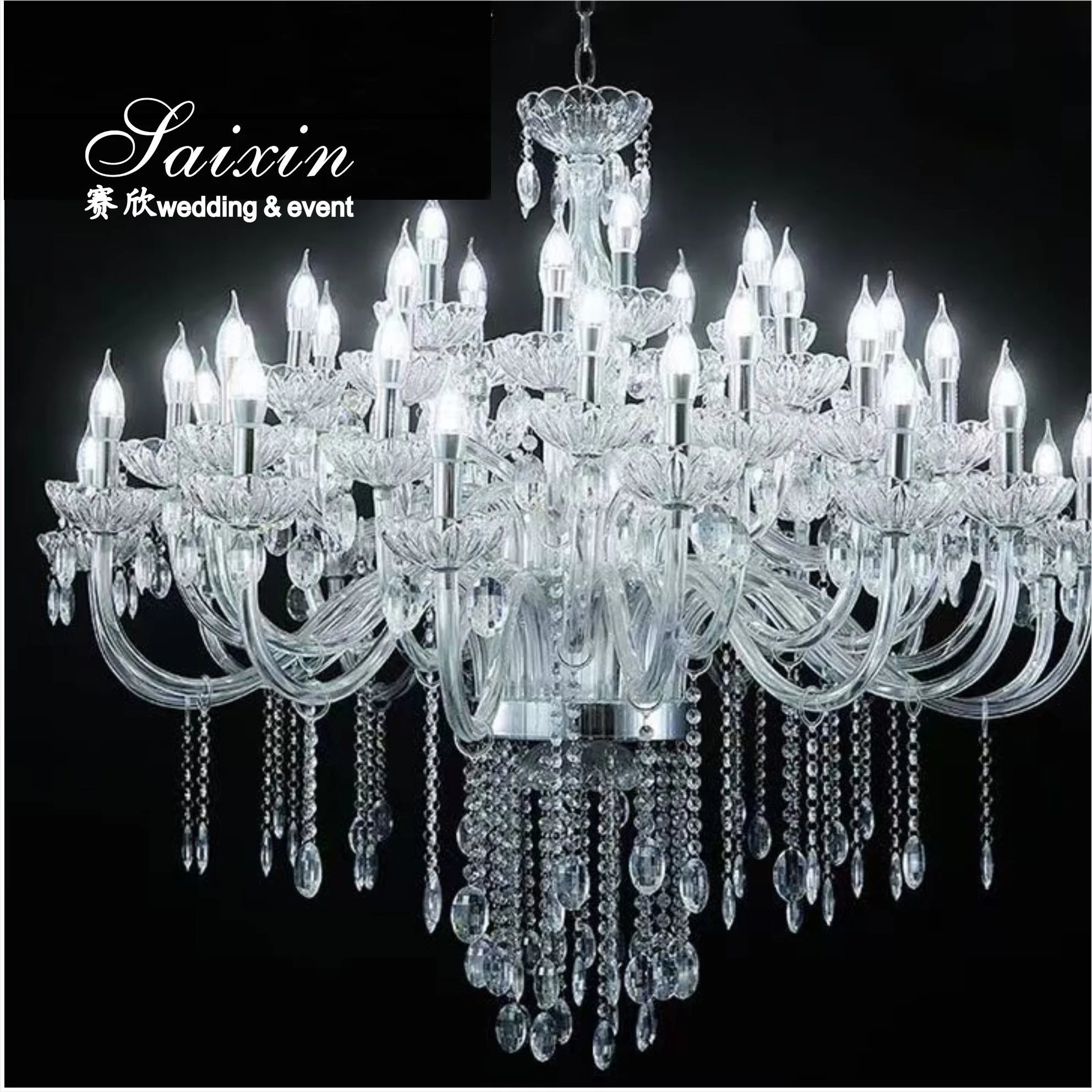 Factory Wholesale Large Metal  Crystal Chandeliers For Wedding Decoration