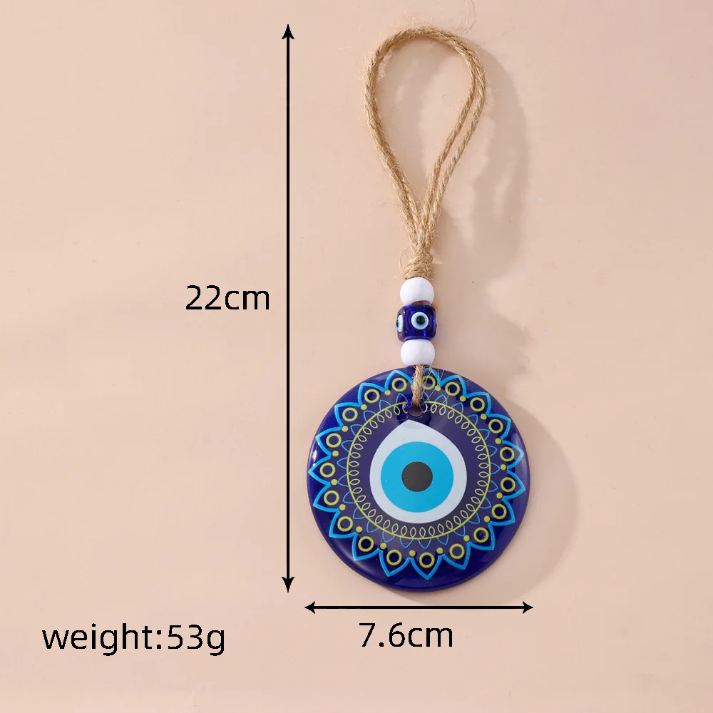 Ethnic Style Keychain Vintage Blue Resin PVC Painted printed pendant eye of the devil car pendant American village fine pendants