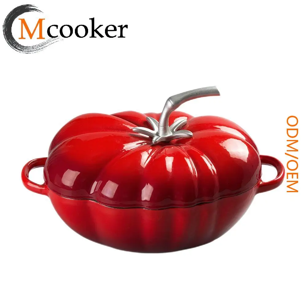 Best products two loop handles tomato-shaped cast iron casserole with cast iron lid for stewing beef brisket kitchen
