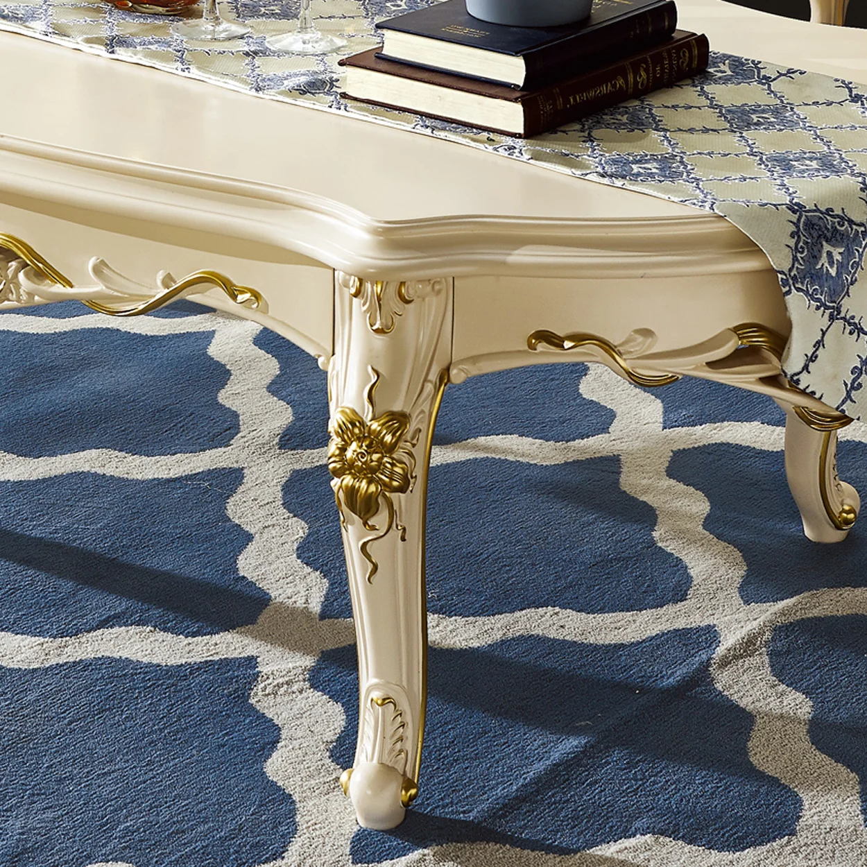 
Luxury European Style Living Room Furniture Center Coffee Table Vintage Wood Dining Table for Household Dining Room Use Wooden 