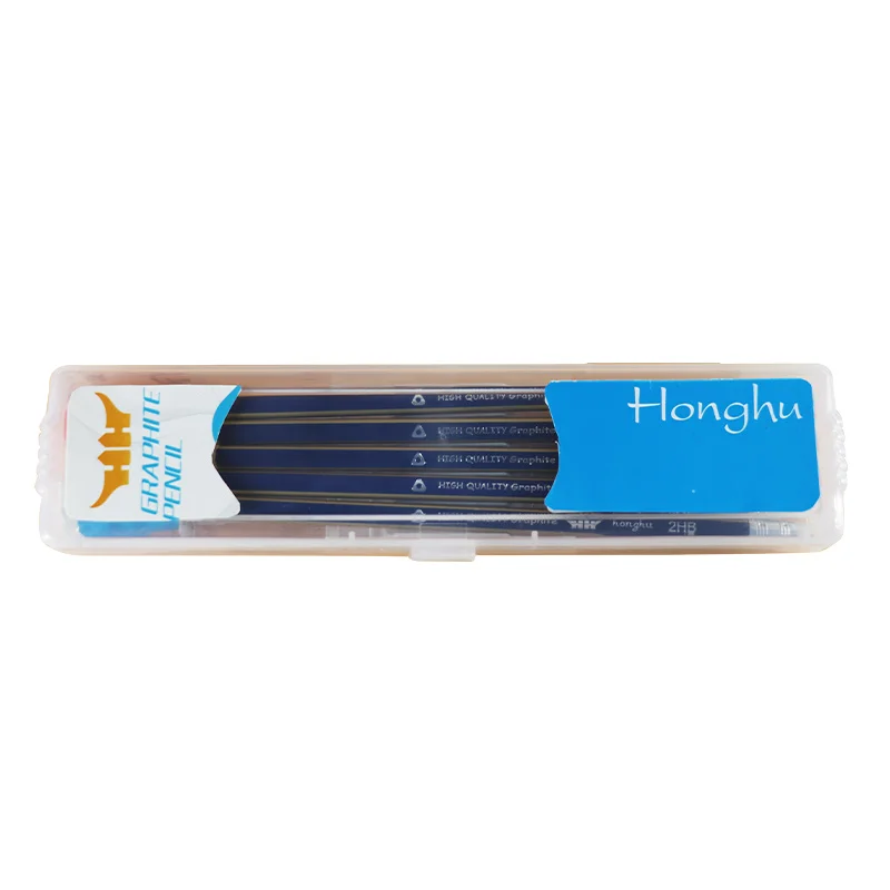 HONGHU Wood Pencil Custom Logo Art Writing HB 2B Cheap Set Body Good Lead Packing School Packaging Office Color Printing Type