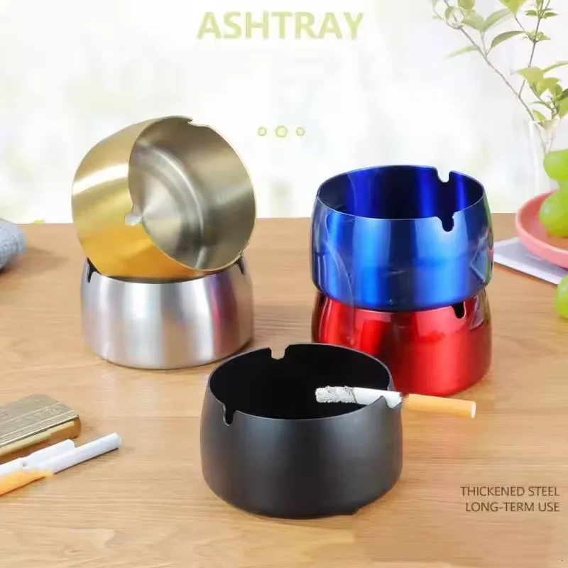 Wholesale Stainless Steel Portable Cigar Cigarette Ashtray Custom Logo Luxury Nordic Colorful Metal Ash Trays For Hotel Home