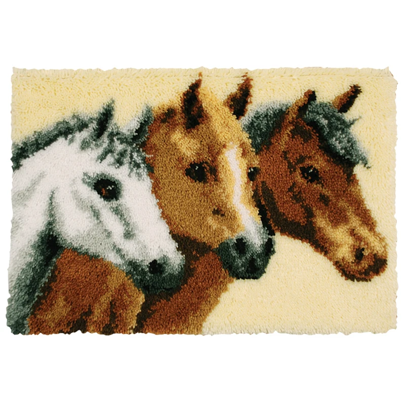 Latest DIY Embroidery Cross Stitch Animal Wholesale Latch hook rug Horse Handicraft