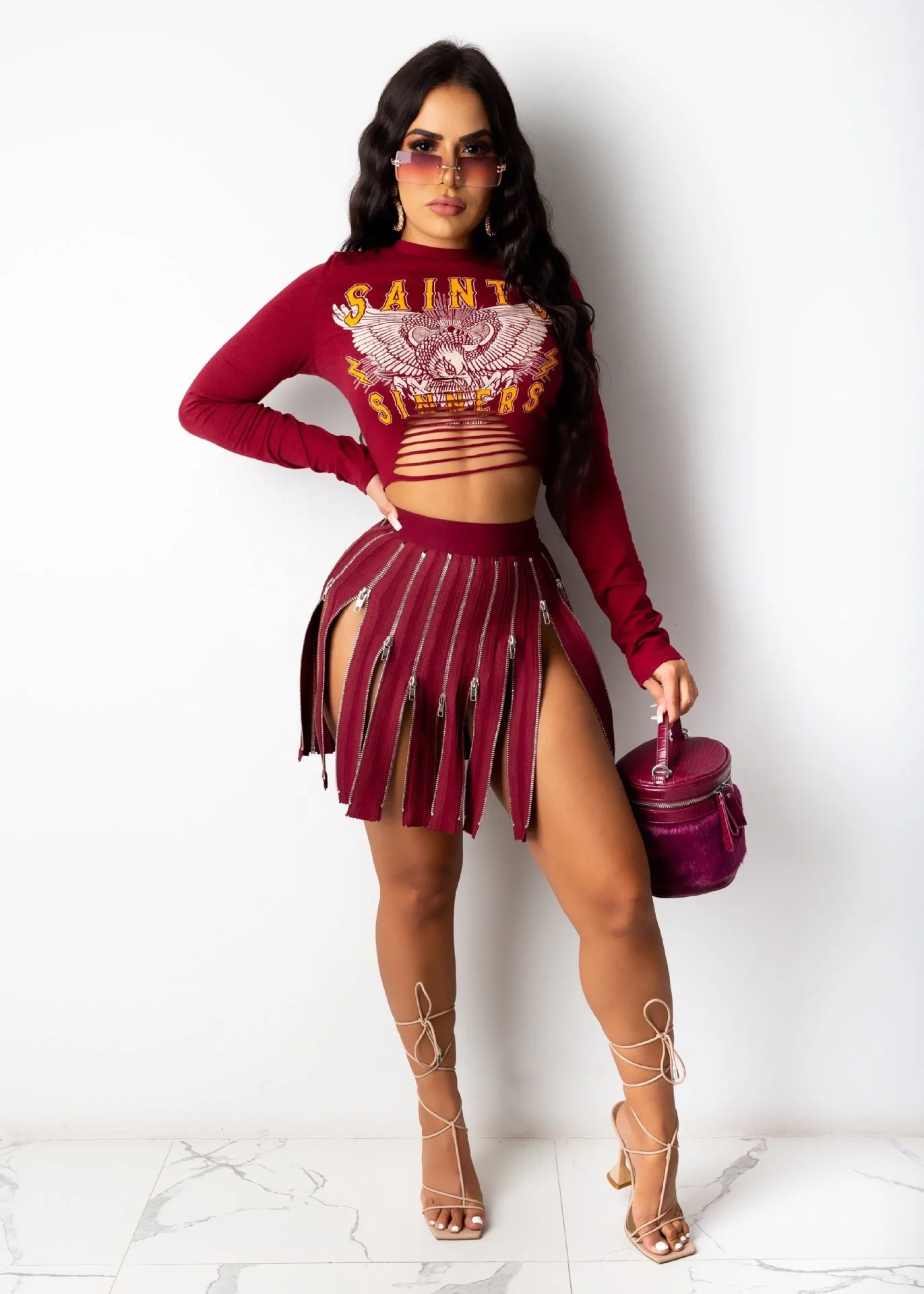 
New design high waist pleated skirt sexy hip hop short women denim skirt 