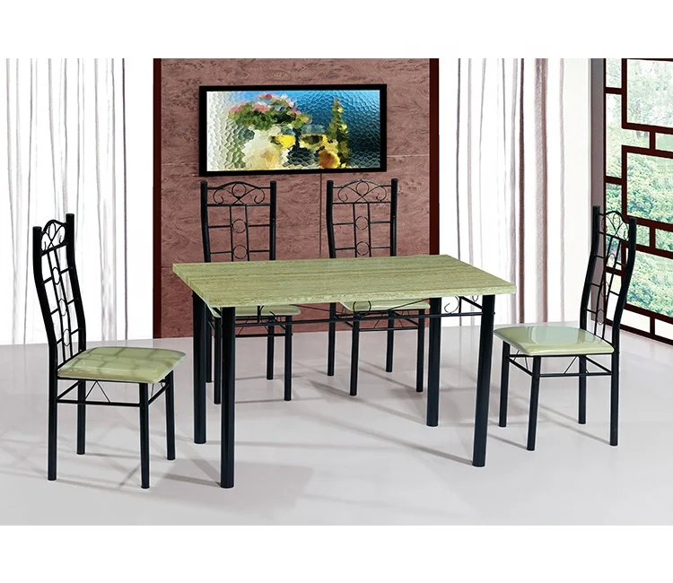 Набор Столовой 4 установленные деревянный стол и стулья из высших металлов, мебель из фибролитов средей плотности или restaurant1 + 4 DS-052