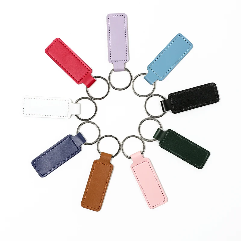 Custom Personality Car keychain Metal Engraved Luxury Pu Leather Keychain With Logo