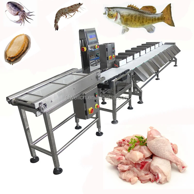 Chicken Meat Fish Automatic Digital Conveyor Belts Grading Weight Sorting Scales Belt Sorting Machine