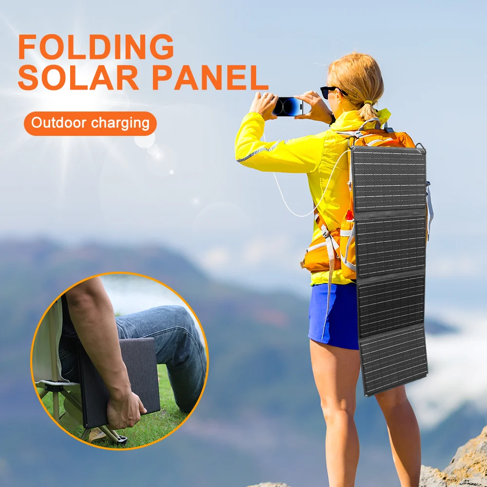40W foldable solar charging panel, suitable for mobile phones, power banks, and tablets, MP3