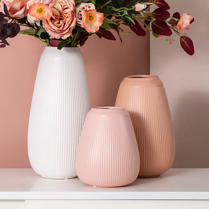 Minimalist House Decoration Pink Ceramic Vase Ceramic Flower Pot For Home Decor