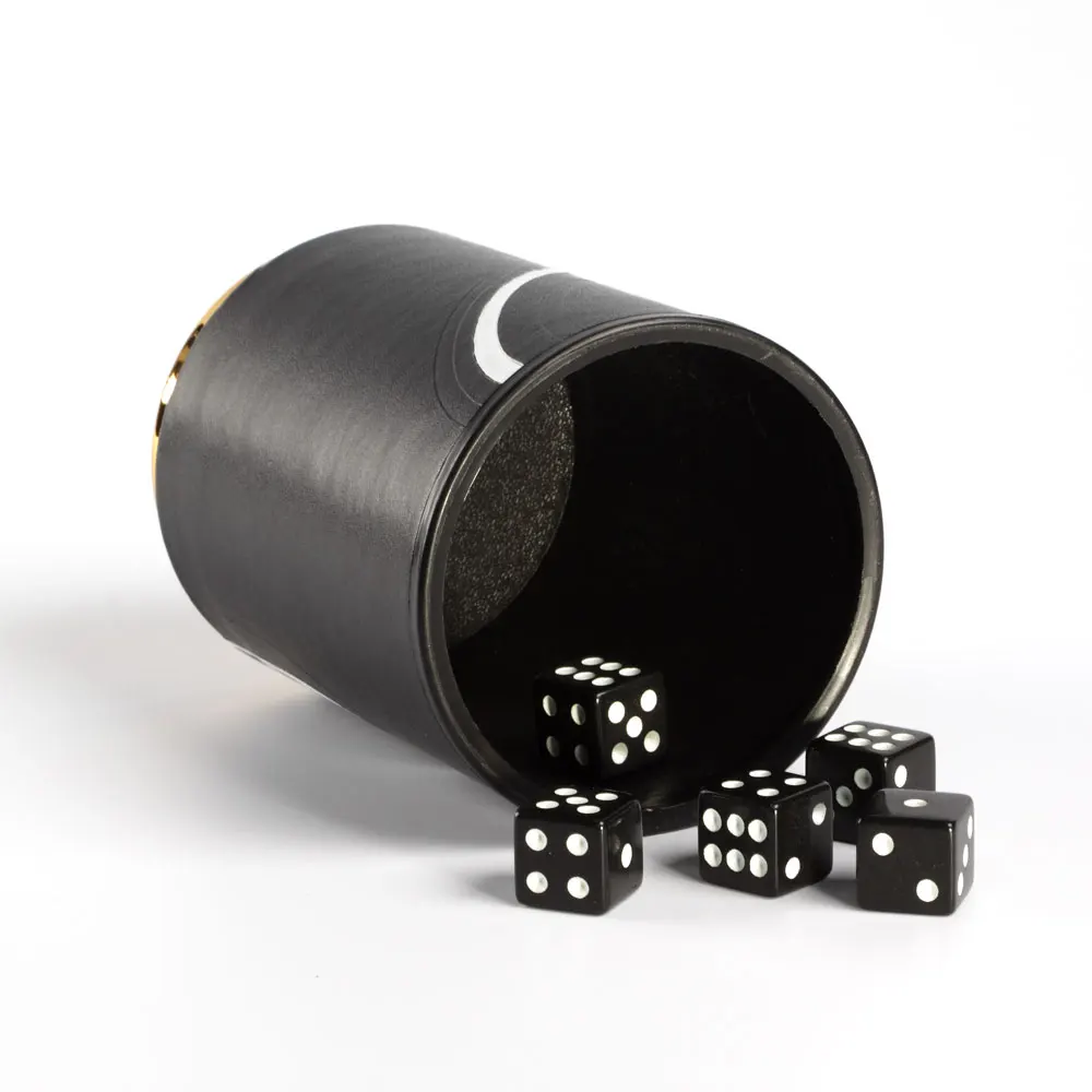  Magic Leather Felt Lined Professional Dice Cup with 6 Quiet for