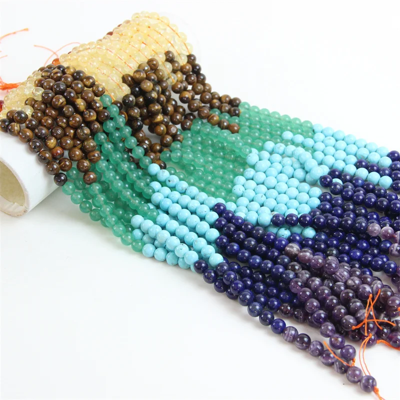 Pasirley Wholesale Natural Stone Seven Chakras Colorful Round Loose Beads for Jewelry Making Crafts Design