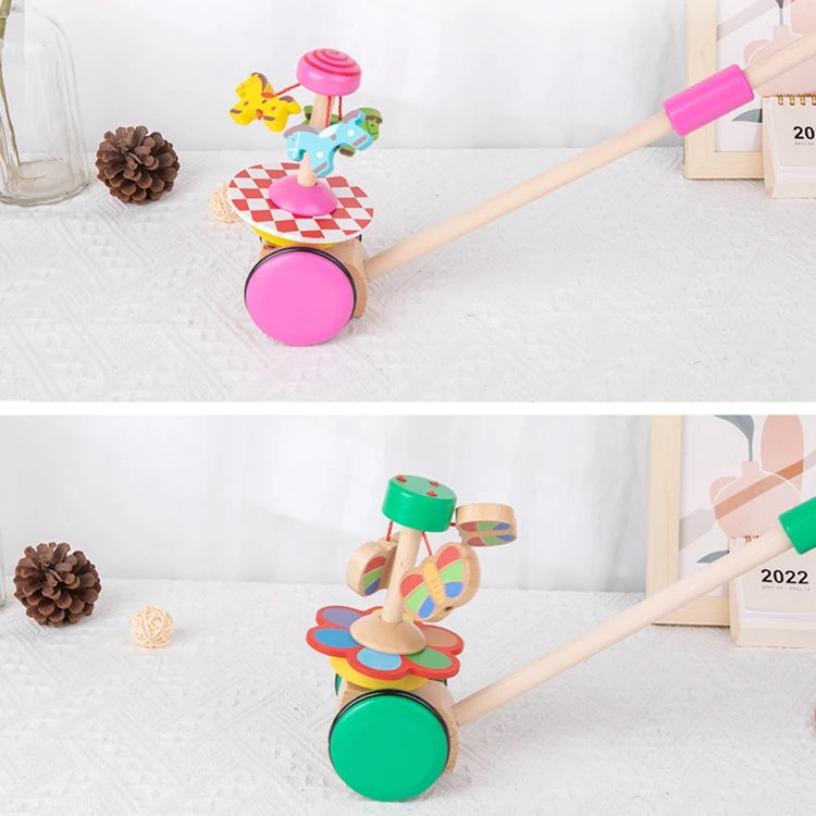 HOYE CRAFTS animal trolley learning walking toy wooden walker cart