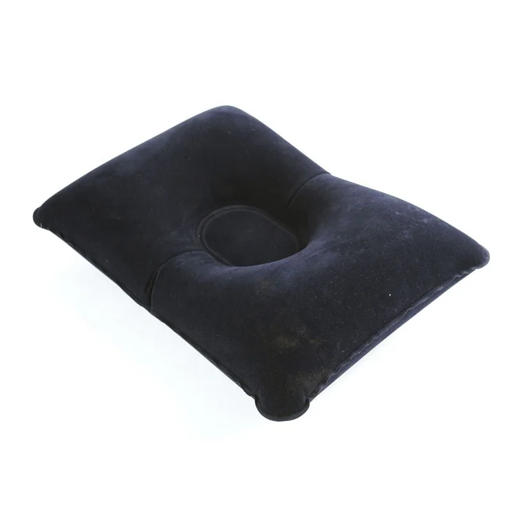 Inflatable Travel Back Cushion Foldable Flocking Camping Support Back Air Cushion For Airplane Office