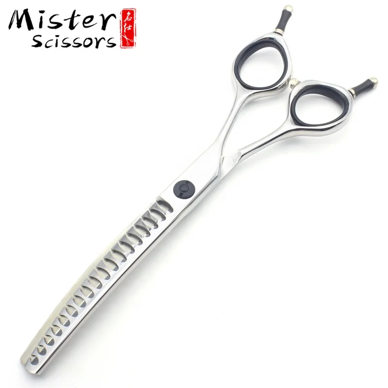 High Quality SUS440C Stainless Steel Pet Grooming Curved Thinning Scissors 6.5 Inch Fishbone Teeth