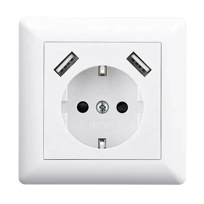 Factory Price 16A Schuko Socket System 55 Shutter Touch Protection for Smartphone wall socket