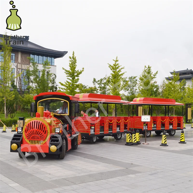 Big Capacity Zoo Train Electric Engine Amusement Park Train Trackless Electric Train With High Quality Take Passenger Tour