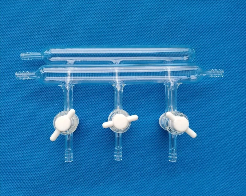 Lab use 3 4 5 6 ports double line Glass Vacuum gas manifold Schlenk line with stopcock
