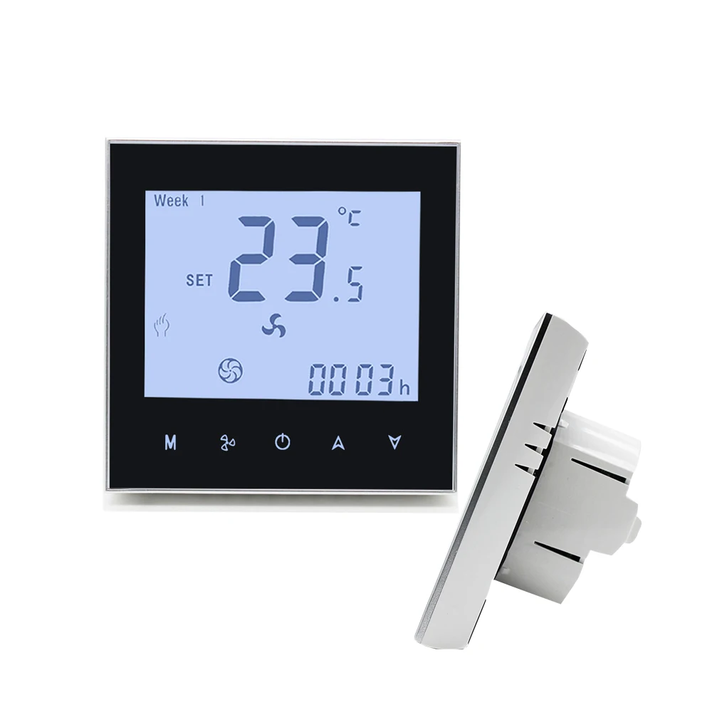 WF01 Fan Coil Unit 0-10V Modulating Modbus External Sensor Touch Screen Programmable Thermostat For Room Temperature Control
