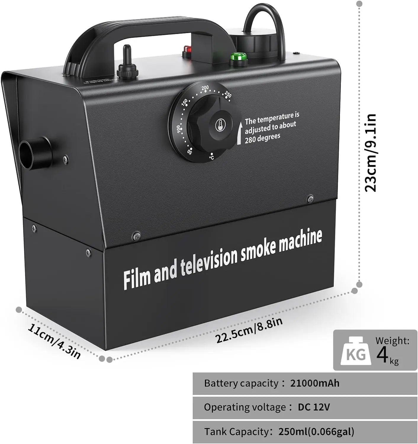 Topflashstar 400W Rechargeable Remote Control Portable Smoke Machine New Model Fog Machine For Stage Effect Wedding Party