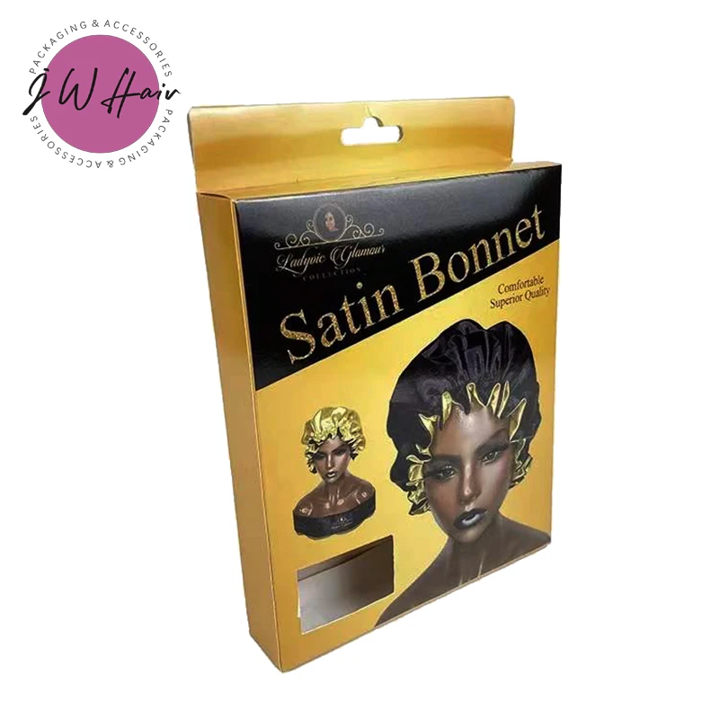 Custom Luxury Gift Box For Hair Products Bonnet Box For Hair Wig Tie Bonnets