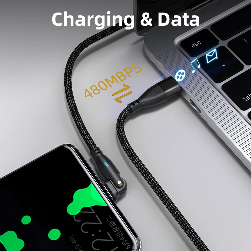 3A fast charging double TYPE_C  connector 180 degree rotation with LED indicates