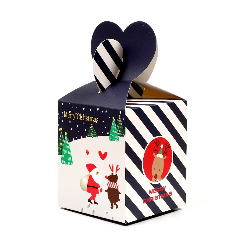 wholesale in stock printing Father Christmas pattern Christmas Eve packaging beautiful apple candy gift paper box