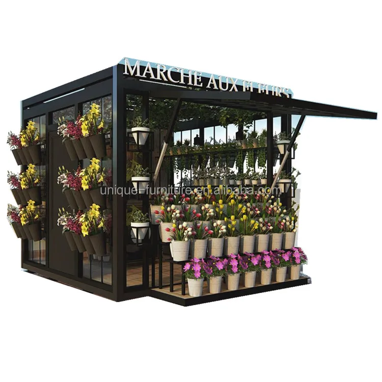 Wooden outdoor retail kiosk flower kiosk display showcase for sale