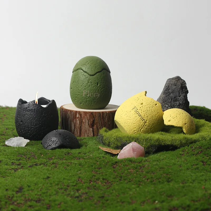 Custom Luxury Matte Egg Shaped Unique Ceramic Candle Jar Soy Wax Scentde Candle Egg shaped Cement Candle Cup with lid
