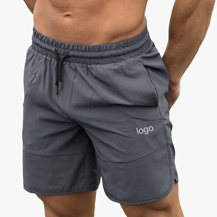 Custom Men Summer Outdoor Elastic Waist Nylon Dark Gray Board Athletic Sport Shorts Men