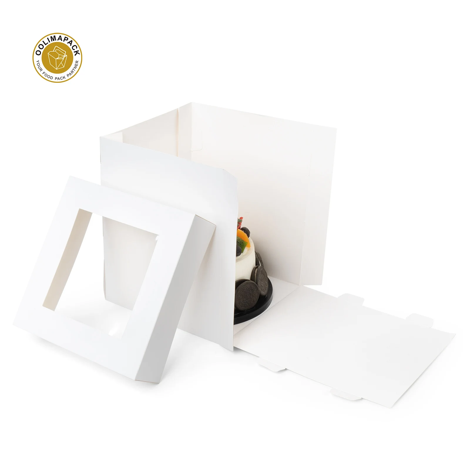 OOLIMA Custom Printed Logo Cup Cake Box Disposable Dessert Shop Cup Cake Box 12 Pack