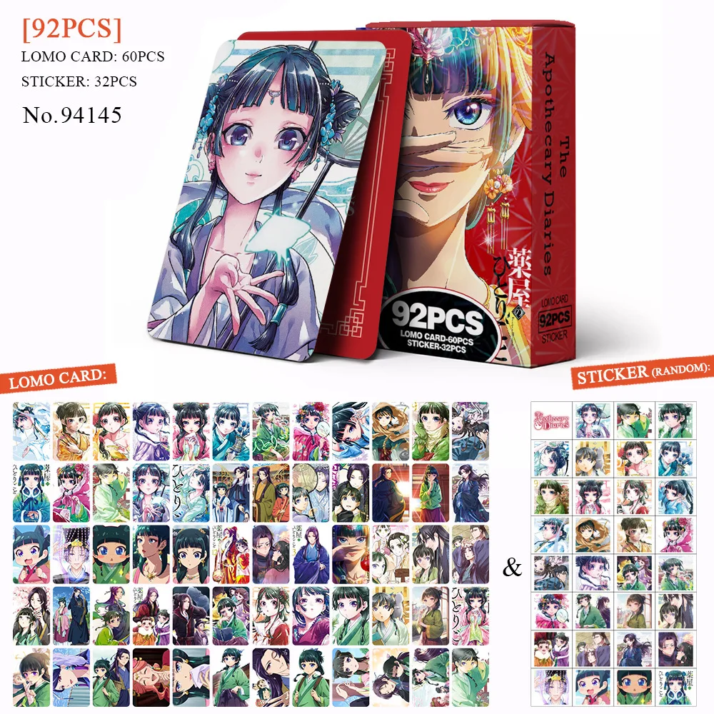 2 Designs 92pc The Apothecary Diaries Anime holographic lomo cards Cartoon Double Sided Photo Lomo Cards Kids