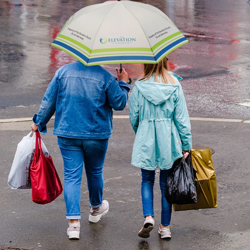 New Model High Quality Waterproof Business Golf Umbrella J Shape Rubber Handle Straight Umbrella for Sale