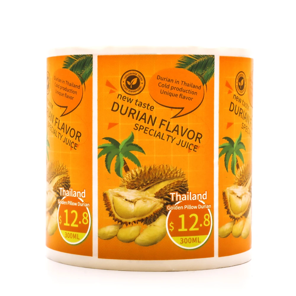 Custom Label Printing Waterproof Adhesive Juice Bottle Packaging Sticker Labels Drink Beverage Bottle Label