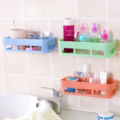 Single-Tier Plastic Punch Corner Frame No-Drill Bathroom Kitchen Organizer Shower Storage Rack Holder Home Accessory Storage