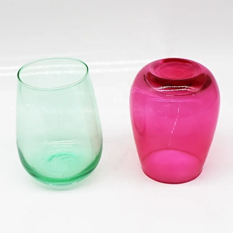 Top Seller Spray Color Stemless Wine Glass Tumbler Water Juice Glass Custom Wine Glass