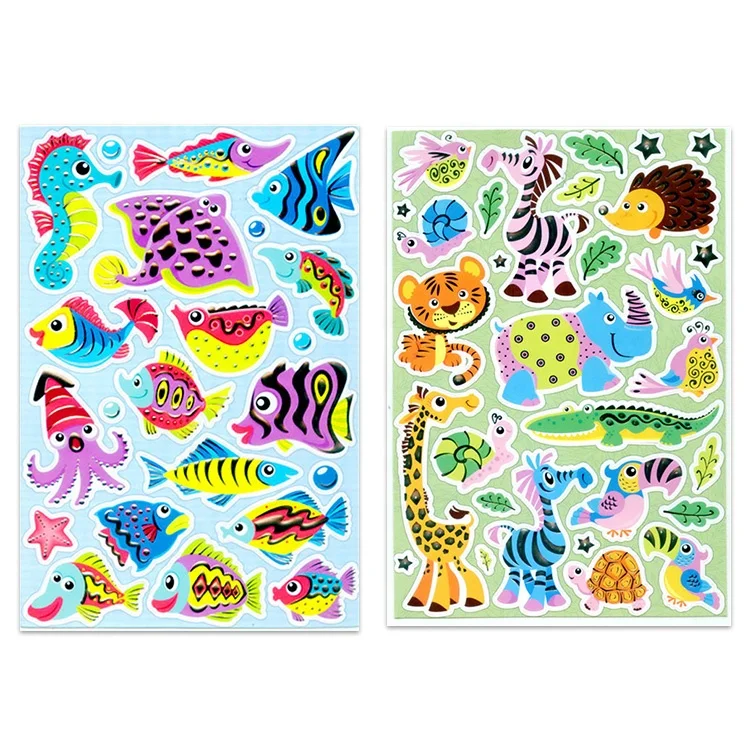 Custom Self Adhesive 3D EVA Foam Cartoon Stickers Animal Flower Tree Puffy Sticker for Kids