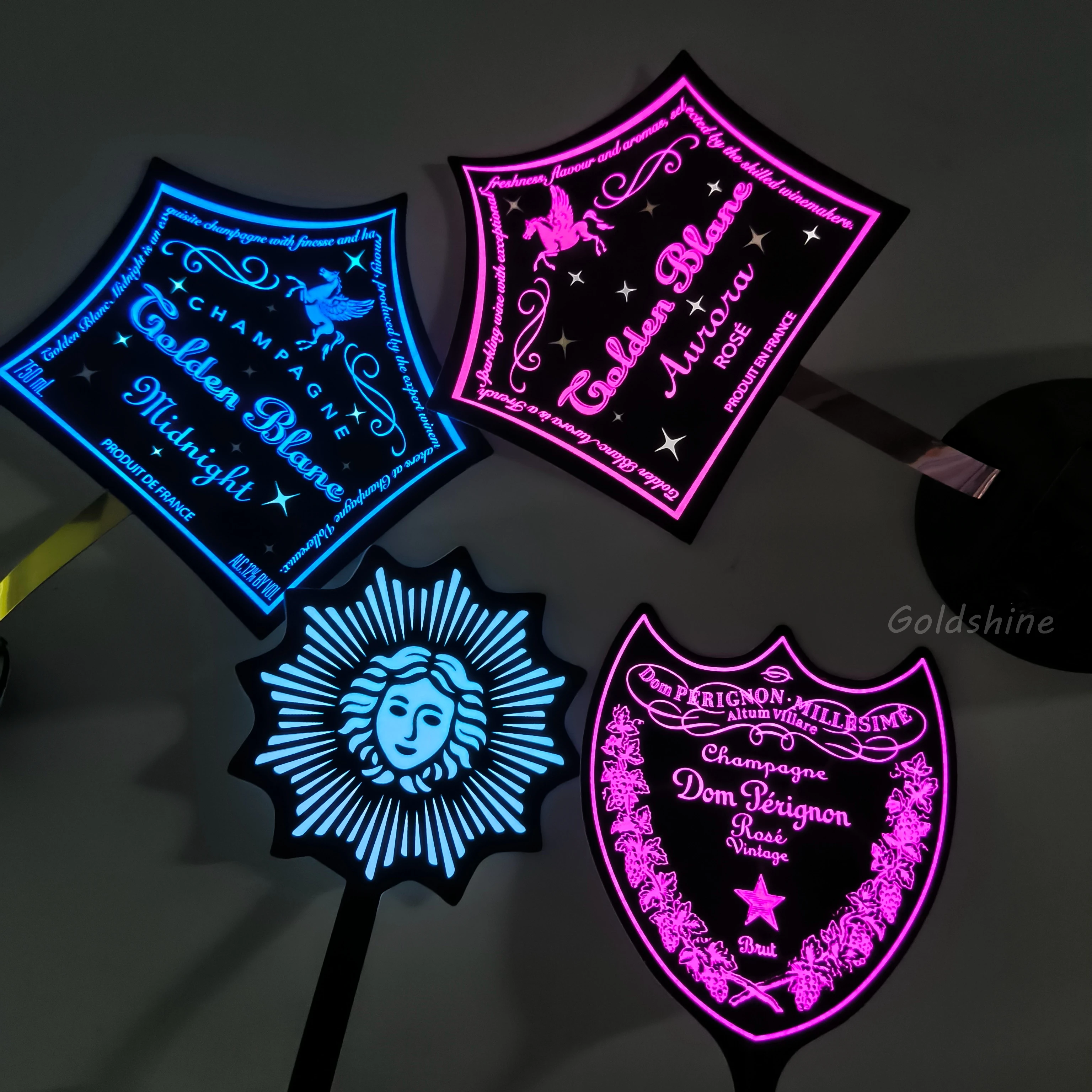 High Quality Oem Waterproof El Glow Bottle Sticker Champagne Sticker Light Up Bottle Label
