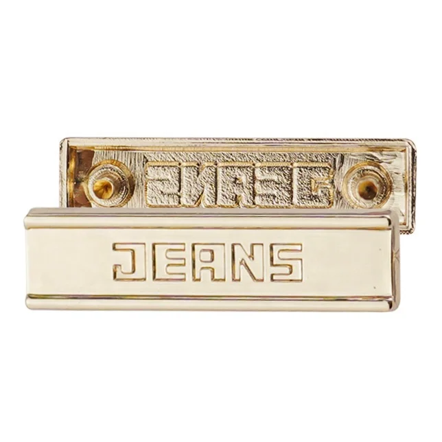 JinYi Hardware Manufacturer Engraved Brand Logo Design Plating Garment Labels Custom Zinc Alloy Clothing Metal Labels