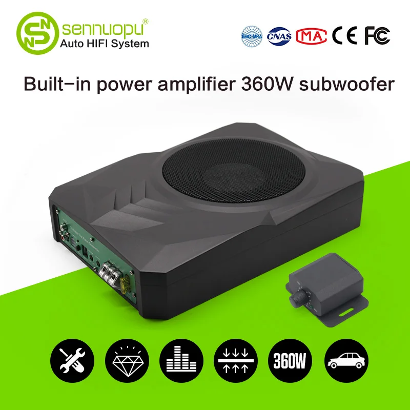 Sennuopu Car Audio Active sub woofer Car Stereo 8 inch Subwoofer Under Seat for Built in Amplifier