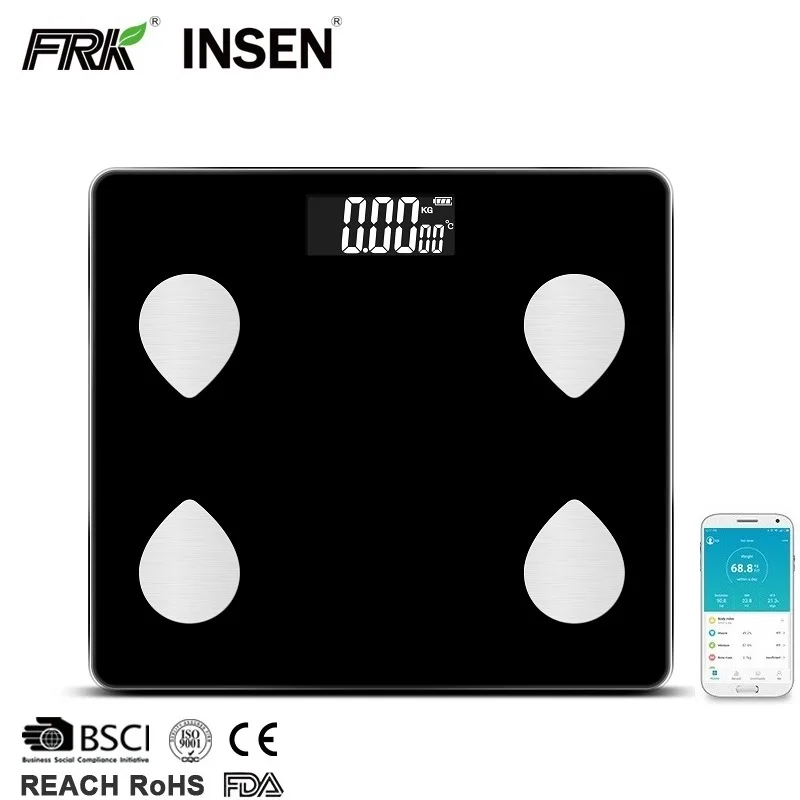 396lb Adult BMI Black ABS Analyzer BT Body Fat Weight Household Scales Wireless Percentage Calculator Scale