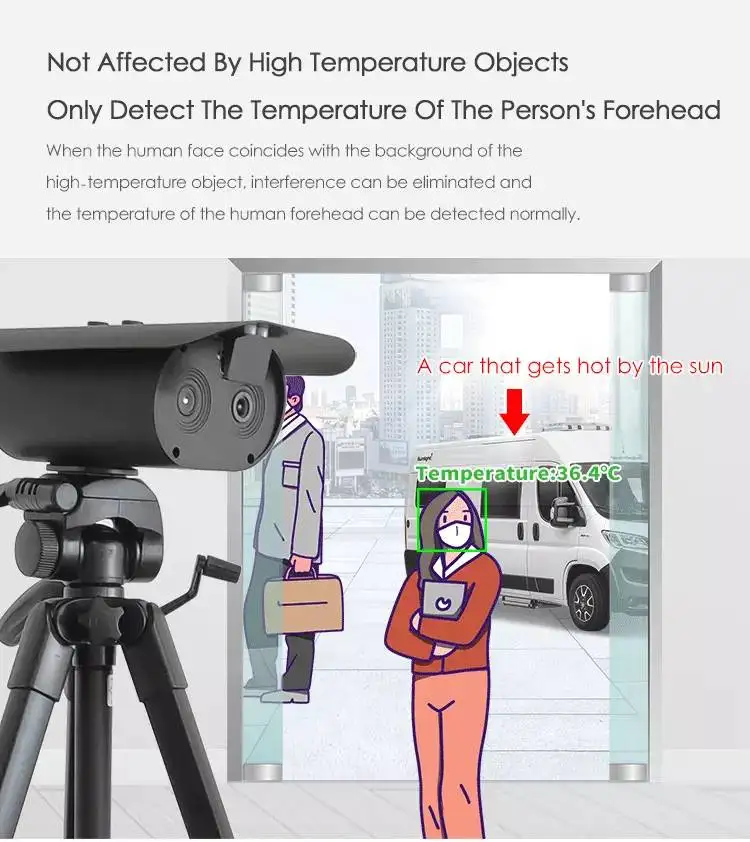 Tripod thermal imaging camera Non-Contact Face Recognition Multi-person Temperature Scan High Speed Dual Vision Fever Screening