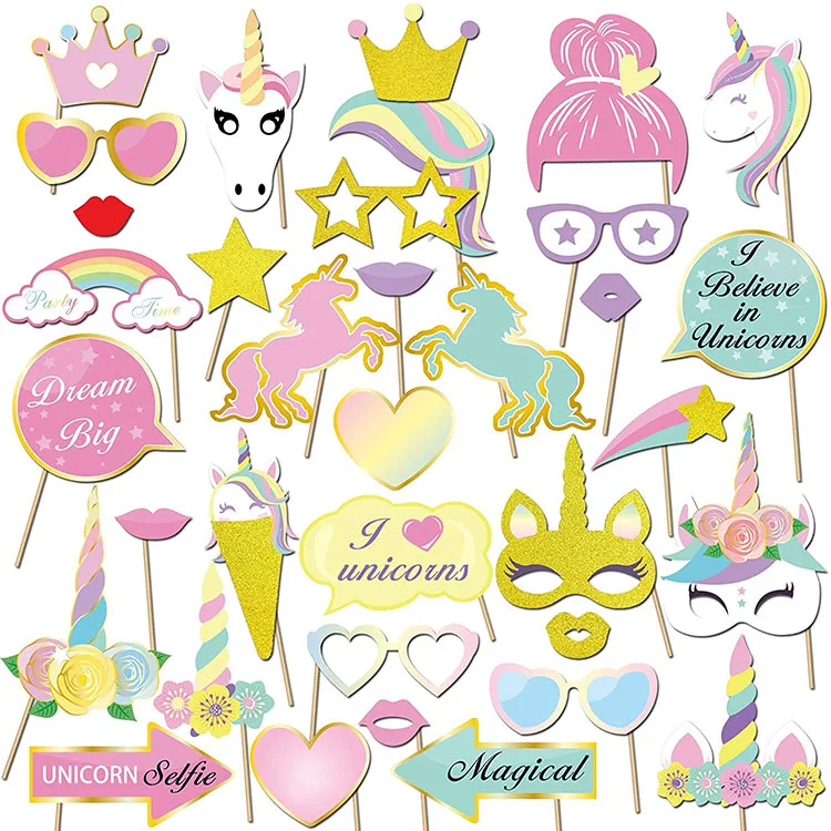 Nicro Rainbow Birthday Party Supplies Decorations Unicorn Photo Booth Props