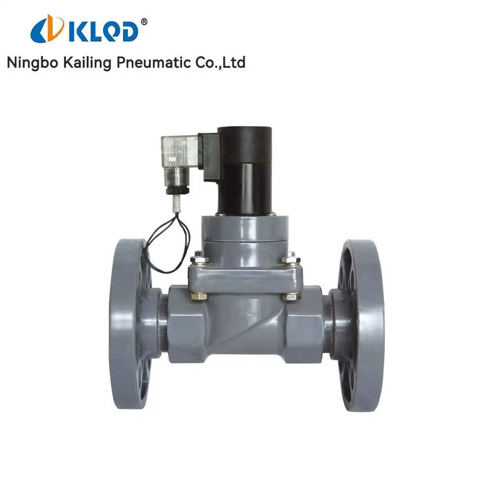UPVC acid and alkali resistant solenoid valve DN15-25 anti corrosive solenoid valve 220V24V seawater flange solenoid valve