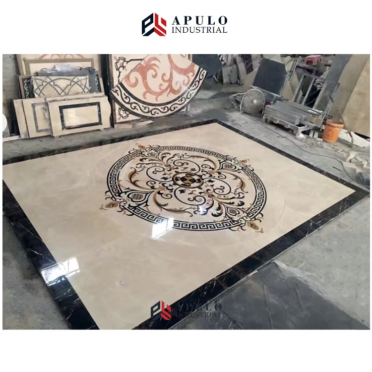 Round entry flooring marble patterns Italian flooring border elegant waterjet marble green flower wall tile simple designs