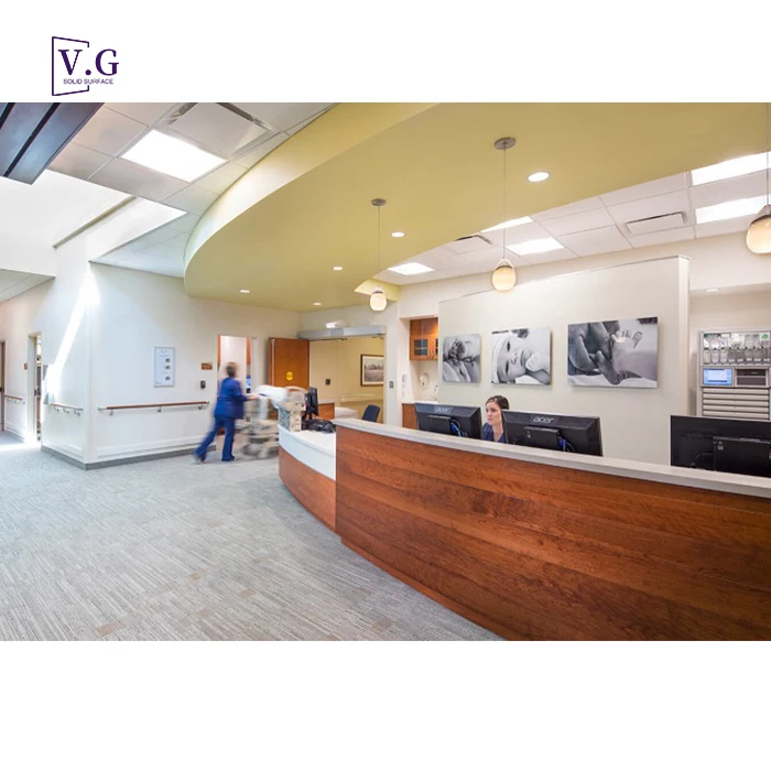Manufacture Design Hospital Hotel Solid Surface Counter Nurse Station Reception Desk Furniture