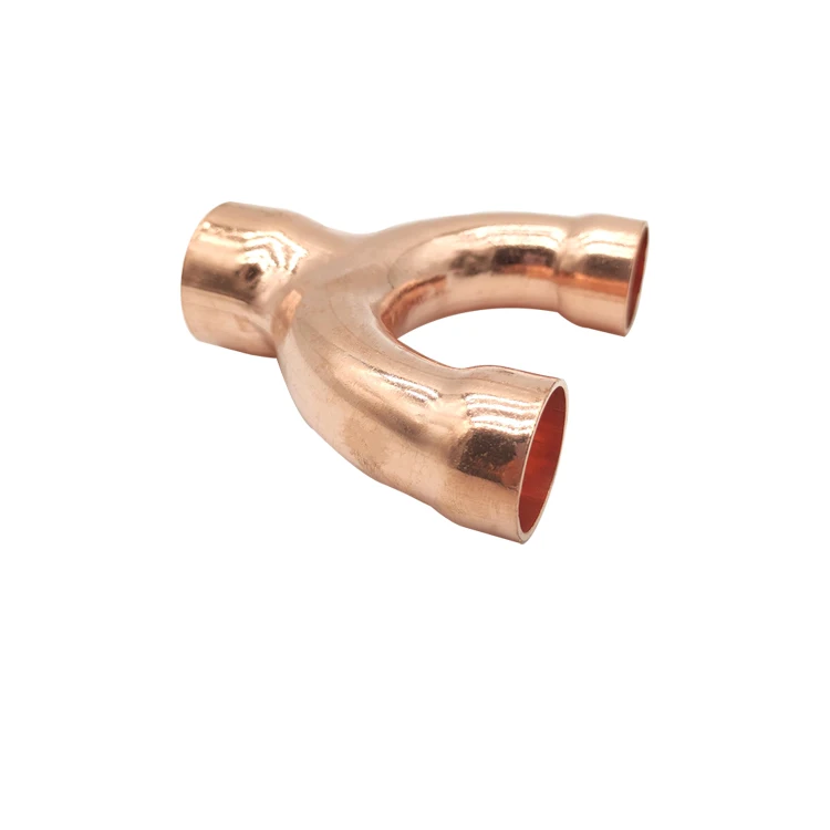 High quality Air conditioner parts copper Tube Tee pipe fittings Chinese supplier directly supply Copper fittings