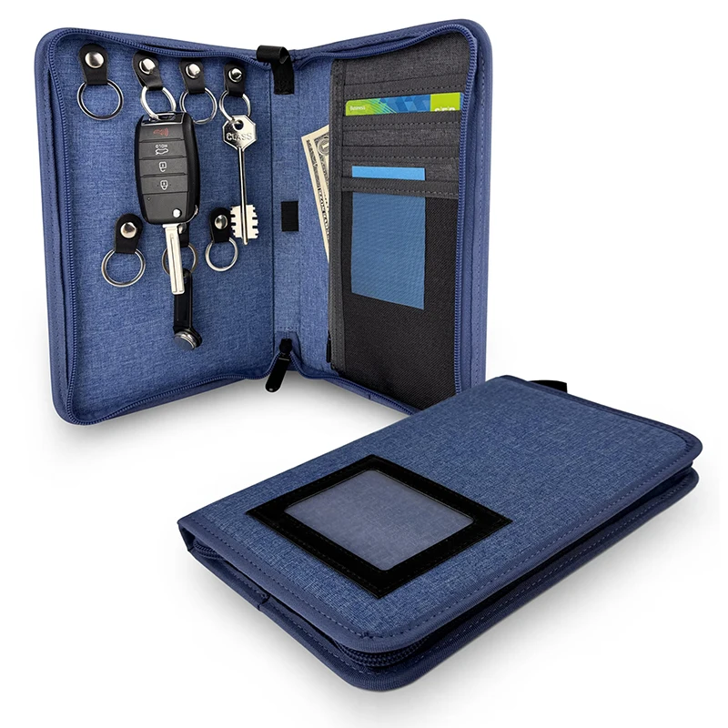 Portable Key Organizer Manager Realtor Gift Car Zippered Key Organizers Storage Document Holder Book Travel Case Zipper Bag